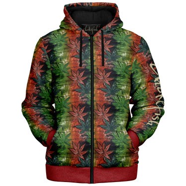 Chokefish™ Microfleece Zip-Up Hoodie Cannabis-005B